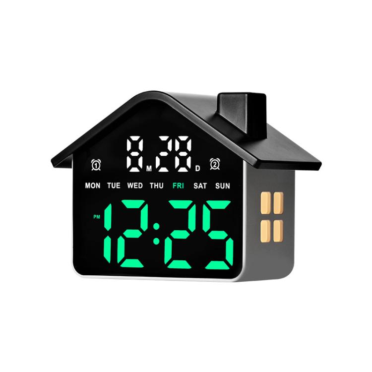 Sveglia digitale a forma di casa con luce notturna, doppia sveglia e funzione timer, 4 livelli di luminosità., GH9033 Black+Yellow Light, GH9033 Black+White Light, GH9033 Black+Red Light, GH9033 Black+Blue Light, GH9033 Black+Green Light               ...