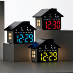 Sveglia digitale a forma di casa con luce notturna, doppia sveglia e funzione timer, 4 livelli di luminosità., GH9033 Black+Yellow Light, GH9033 Black+White Light, GH9033 Black+Red Light, GH9033 Black+Blue Light, GH9033 Black+Green Light               ...