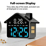 Sveglia digitale a forma di casa con luce notturna, doppia sveglia e funzione timer, 4 livelli di luminosità., GH9033 Black+Yellow Light, GH9033 Black+White Light, GH9033 Black+Red Light, GH9033 Black+Blue Light, GH9033 Black+Green Light               ...