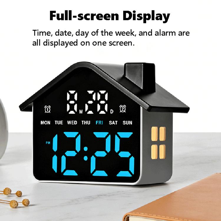 Sveglia digitale a forma di casa con luce notturna, doppia sveglia e funzione timer, 4 livelli di luminosità., GH9033 Black+Yellow Light, GH9033 Black+White Light, GH9033 Black+Red Light, GH9033 Black+Blue Light, GH9033 Black+Green Light               ...