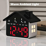 Sveglia digitale a forma di casa con luce notturna, doppia sveglia e funzione timer, 4 livelli di luminosità., GH9033 Black+Yellow Light, GH9033 Black+White Light, GH9033 Black+Red Light, GH9033 Black+Blue Light, GH9033 Black+Green Light               ...