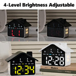 Sveglia digitale a forma di casa con luce notturna, doppia sveglia e funzione timer, 4 livelli di luminosità., GH9033 Black+Yellow Light, GH9033 Black+White Light, GH9033 Black+Red Light, GH9033 Black+Blue Light, GH9033 Black+Green Light               ...