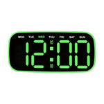Orologio digitale moderno da parete e da scrivania con ampio display a LED, indicazione di data, giorno della settimana, temperatura e luminosità regolabile. Orologio decorativo silenzioso.
