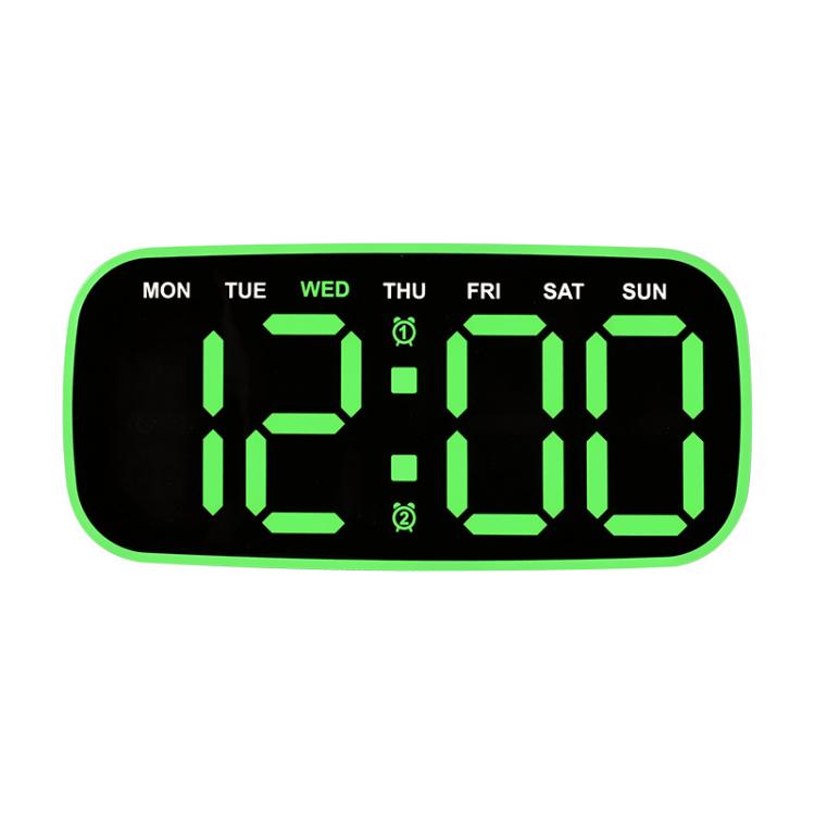 Orologio digitale moderno da parete e da scrivania con ampio display a LED, indicazione di data, giorno della settimana, temperatura e luminosità regolabile. Orologio decorativo silenzioso.