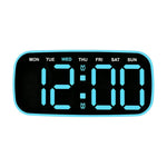 Orologio digitale moderno da parete e da scrivania con ampio display a LED, indicazione di data, giorno della settimana, temperatura e luminosità regolabile. Orologio decorativo silenzioso.