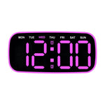 Orologio digitale moderno da parete e da scrivania con ampio display a LED, indicazione di data, giorno della settimana, temperatura e luminosità regolabile. Orologio decorativo silenzioso.