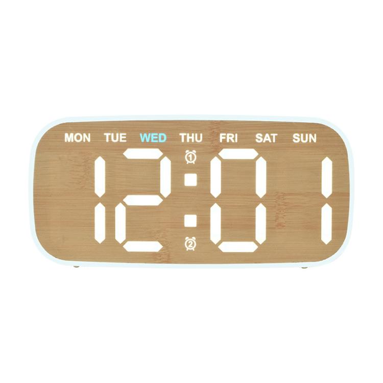 Orologio digitale moderno da parete e da scrivania con ampio display a LED, indicazione di data, giorno della settimana, temperatura e luminosità regolabile. Orologio decorativo silenzioso.