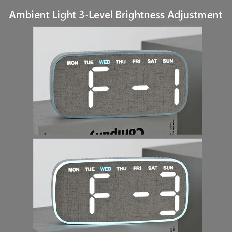 Orologio digitale moderno da parete e da scrivania con ampio display a LED, indicazione di data, giorno della settimana, temperatura e luminosità regolabile. Orologio decorativo silenzioso.