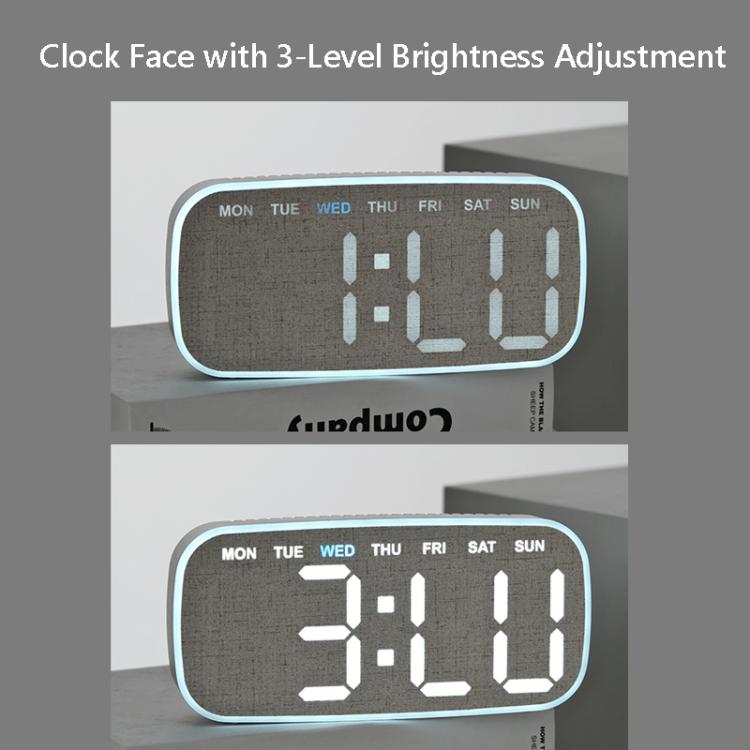 Orologio digitale moderno da parete e da scrivania con ampio display a LED, indicazione di data, giorno della settimana, temperatura e luminosità regolabile. Orologio decorativo silenzioso.