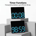 Grande orologio digitale da parete a LED con luce ambientale RGB a colori variabili, doppia sveglia e timer, ideale per palestra, ufficio e arredamento domestico.