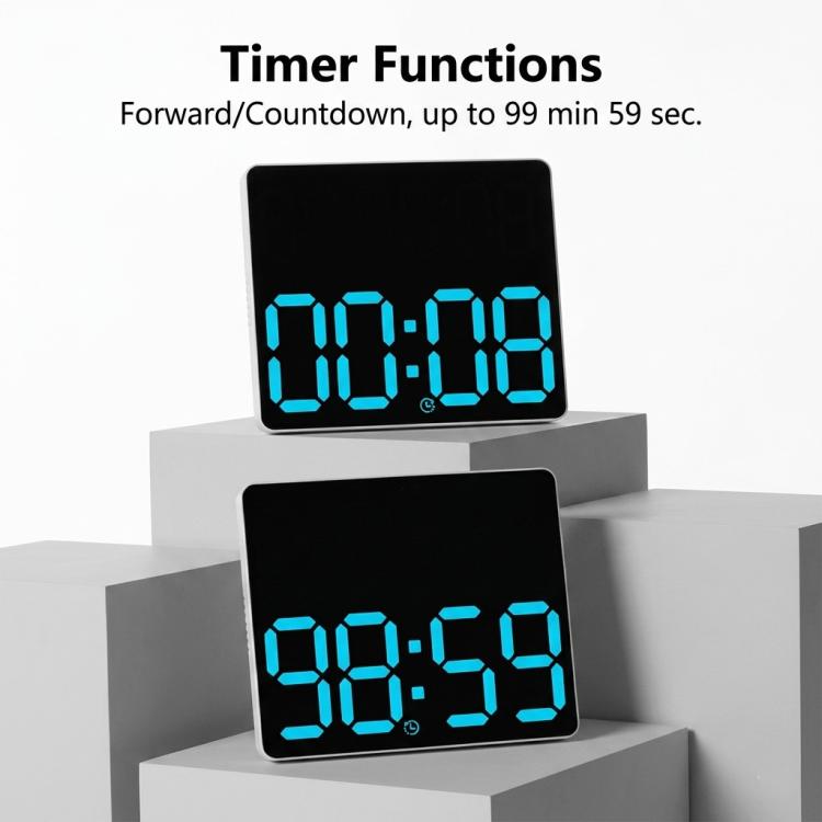 Grande orologio digitale da parete a LED con luce ambientale RGB a colori variabili, doppia sveglia e timer, ideale per palestra, ufficio e arredamento domestico.