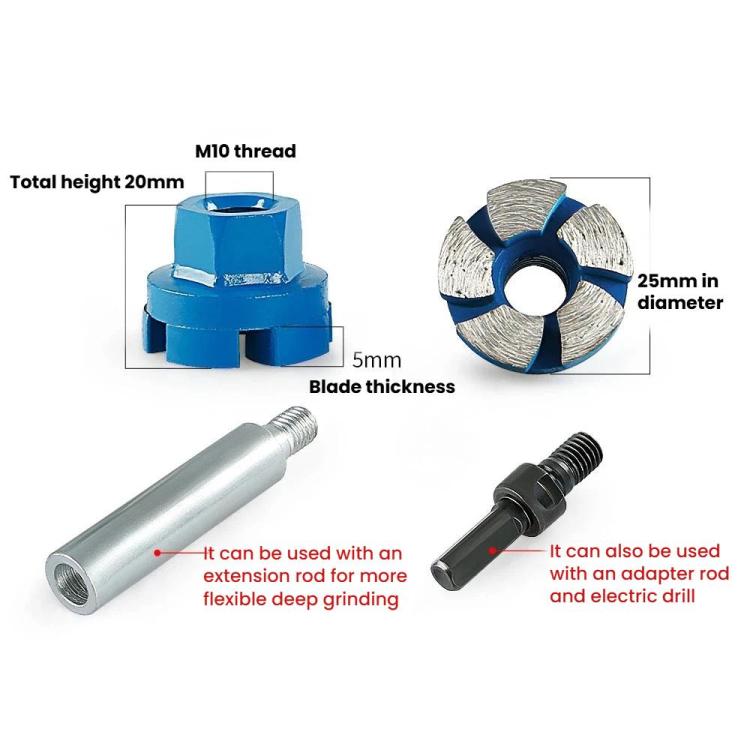 Disco abrasivo piatto diamantato da 2,5 mm per smerigliatrice angolare, piccolo disco abrasivo, Grinding Head, Grinding Head+4cm Extension Rod, Grinding Head+6cm Extension Rod, Grinding Head+8cm Extension Rod, Grinding Head+14cm Extension Rod