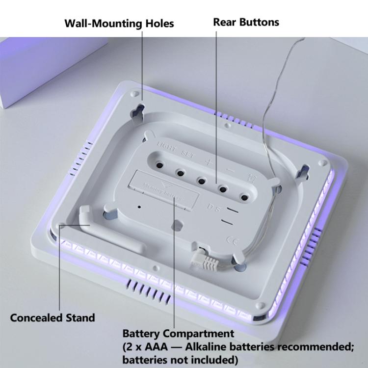 Grande orologio digitale da parete a LED con cifre a colori RGB variabili, doppia sveglia e timer, ideale per palestra, ufficio e arredamento domestico.