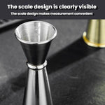 Misurino in acciaio inox 304 a doppia estremità da un'oncia, misurino da bar per miscelare, LsCook 30/60ml Curved Edge
