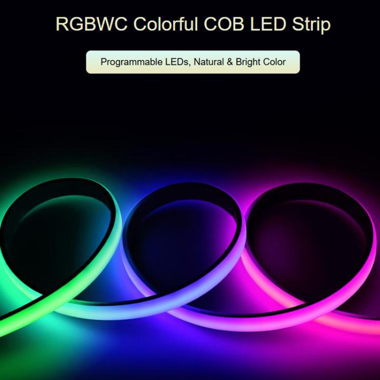 Striscia LED COB colorata RGBWC Waveshare, chip di controllo WS2812B, protezione IP65, striscia LED programmabile, 1m, 5m