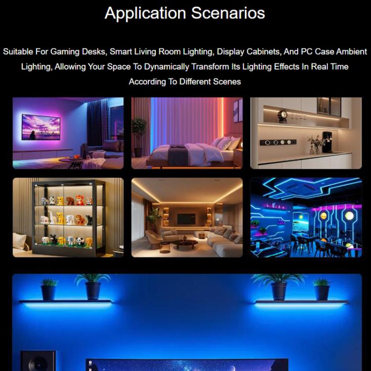 Striscia LED COB colorata RGBWC Waveshare, chip di controllo WS2812B, protezione IP65, striscia LED programmabile, 1m, 5m