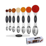 Set di 8 cucchiai dosatori magnetici a doppia estremità in acciaio inossidabile LsCook con tacche per la cottura.