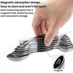 Set di 8 cucchiai dosatori magnetici a doppia estremità in acciaio inossidabile LsCook con tacche per la cottura.