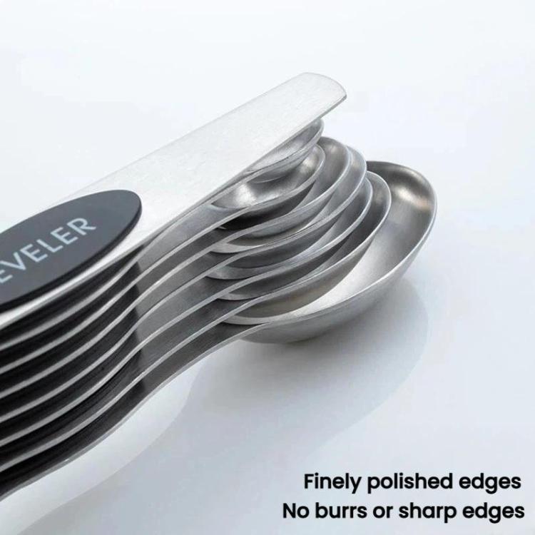Set di 8 cucchiai dosatori magnetici a doppia estremità in acciaio inossidabile LsCook con tacche per la cottura.