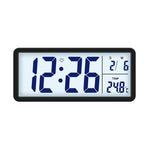 Orologio elettrico da tavolo con display LCD da 10 pollici e retroilluminazione, grande orologio digitale da parete, termometro per interni.