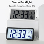 Orologio elettrico da tavolo con display LCD da 10 pollici e retroilluminazione, grande orologio digitale da parete, termometro per interni.