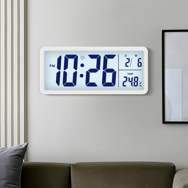 Orologio elettrico da tavolo con display LCD da 10 pollici e retroilluminazione, grande orologio digitale da parete, termometro per interni.
