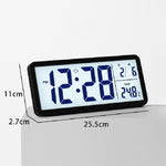 Orologio elettrico da tavolo con display LCD da 10 pollici e retroilluminazione, grande orologio digitale da parete, termometro per interni.