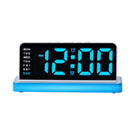Sveglia digitale a LED con ampio display, specchio da scrivania con luce notturna d'atmosfera e luminosità regolabile.