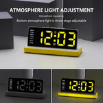 Sveglia digitale a LED con ampio display, specchio da scrivania con luce notturna d'atmosfera e luminosità regolabile.