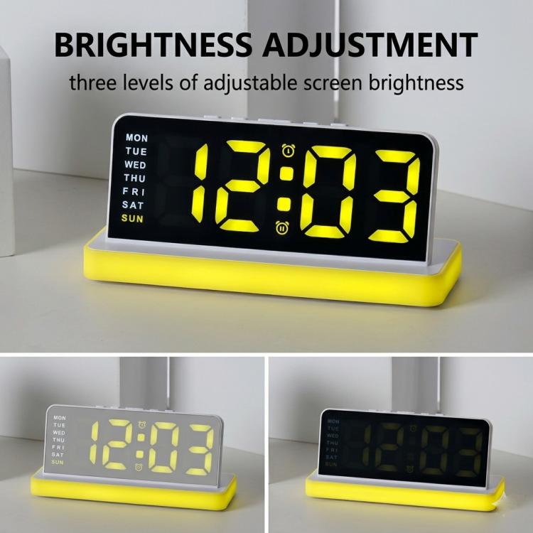 Sveglia digitale a LED con ampio display, specchio da scrivania con luce notturna d'atmosfera e luminosità regolabile.