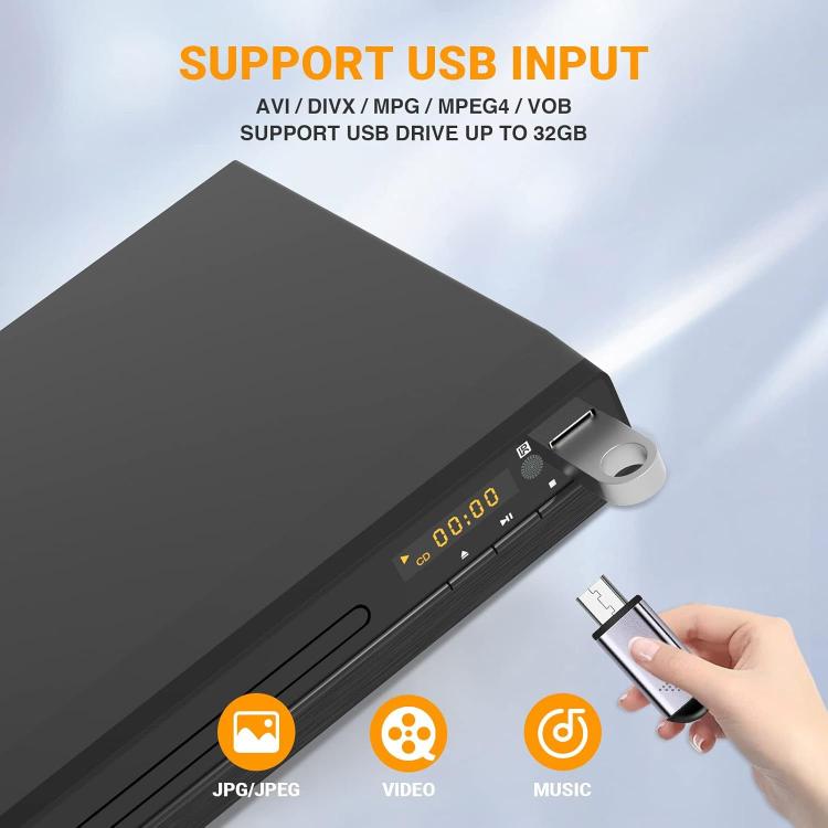 Lettore DVD Mini HD con telecomando e USB fino a 16 GB