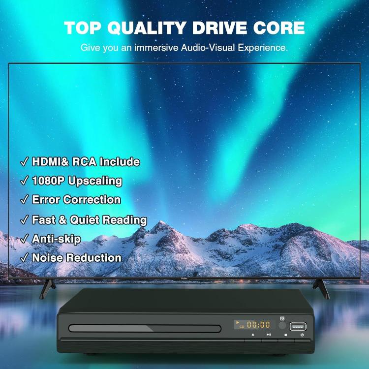 Lettore DVD Mini HD con telecomando e USB fino a 16 GB