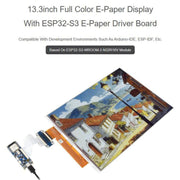ESP32-S3 Display e-paper a colori da 13,3 pollici Chip codec audio integrato Supporto WiFi e Bluetooth 5, Waveshare 34349
