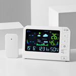 Stazione meteorologica wireless a colori con orologio atomico e sensore esterno, termometro e igrometro digitale per interni ed esterni., 767 White, 777 White