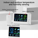 Stazione meteorologica wireless a colori con orologio atomico e sensore esterno, termometro e igrometro digitale per interni ed esterni., 767 White, 777 White