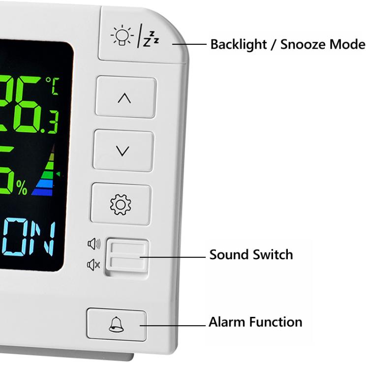 Stazione meteorologica wireless a colori con orologio atomico e sensore esterno, termometro e igrometro digitale per interni ed esterni., 767 White, 777 White