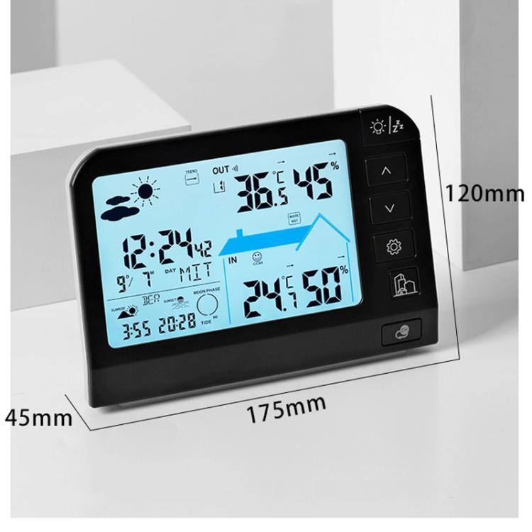 Stazione meteorologica wireless a colori con orologio atomico e sensore esterno, termometro e igrometro digitale per interni ed esterni., 767 White, 777 White