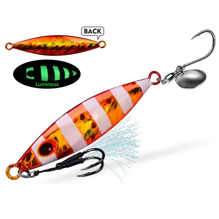 PROBEROS LF179 Esche artificiali in metallo per jigging con paletta rotante fosforescente per la pesca in acqua salata, 30g, 40g, 60g, 80g, 90g