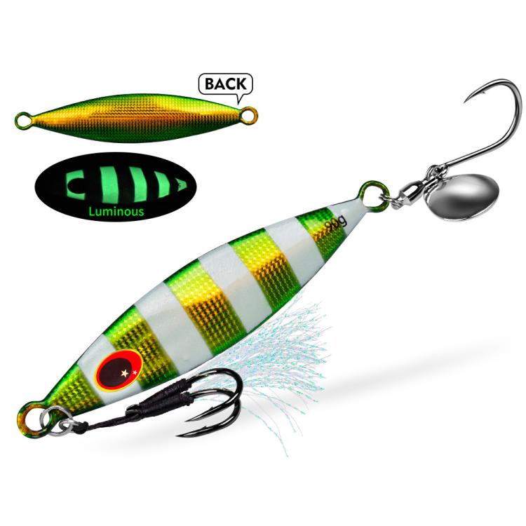 PROBEROS LF179 Esche artificiali in metallo per jigging con paletta rotante fosforescente per la pesca in acqua salata, 30g, 40g, 60g, 80g, 90g