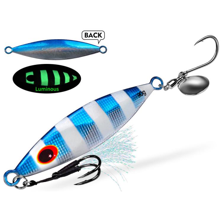 PROBEROS LF179 Esche artificiali in metallo per jigging con paletta rotante fosforescente per la pesca in acqua salata, 30g, 40g, 60g, 80g, 90g