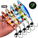 PROBEROS LF179 Esche artificiali in metallo per jigging con paletta rotante fosforescente per la pesca in acqua salata, 30g, 40g, 60g, 80g, 90g