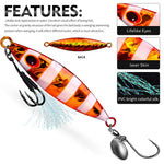 PROBEROS LF179 Esche artificiali in metallo per jigging con paletta rotante fosforescente per la pesca in acqua salata, 30g, 40g, 60g, 80g, 90g
