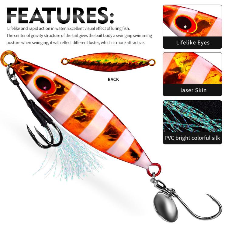 PROBEROS LF179 Esche artificiali in metallo per jigging con paletta rotante fosforescente per la pesca in acqua salata, 30g, 40g, 60g, 80g, 90g