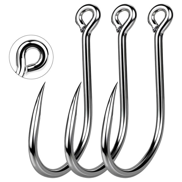 PROBEROS 20 pezzi/scatola Ami da pesca singoli in acciaio ad alto tenore di carbonio Punta ad ago ad alta penetrazione Occhiello ad anello, No. 1, No. 1/0, No. 2/0, No. 3/0, No. 4/0, No. 5/0