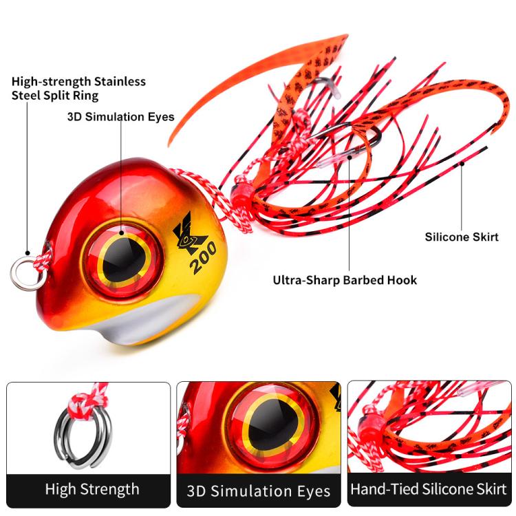 KATYUSHA Kabura Snapper Jig Head 3D Bionic Eyes Tai Rubber Lead Jigs per la pesca di fondo, cernie e orate, 60G, 80G, 100G, 120G