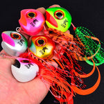 KATYUSHA Kabura Snapper Jig Head 3D Bionic Eyes Tai Rubber Lead Jigs per la pesca di fondo, cernie e orate, 150G, 200G