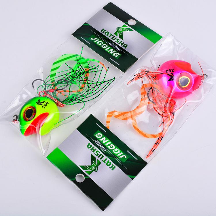 KATYUSHA Kabura Snapper Jig Head 3D Bionic Eyes Tai Rubber Lead Jigs per la pesca di fondo, cernie e orate, 150G, 200G