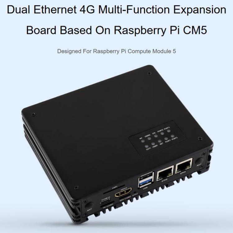 CM5 Gigabit/2.5G Dual Ethernet Multi-Function Expansion Board Supports RS485 Industrial Communication, 4G / 5G Module And 4K Display Output, Waveshare 34251
