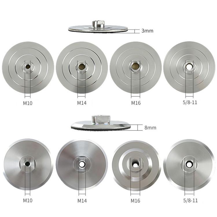 Dischi abrasivi a umido con supporto adesivo, vassoi autoadesivi in lega di alluminio con ventosa, teste per smerigliatrice angolare, 3mm Thickness 3 inch 8cm M10 Hole, 3mm Thickness 3 inch 8cm M14 Hole, 3mm Thickness 4 inch 10cm M10 Hole            ...