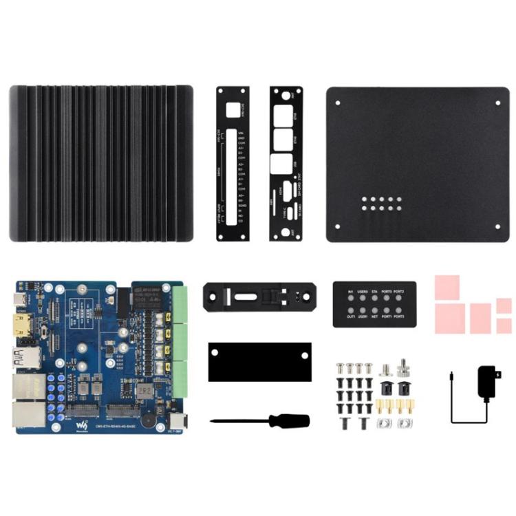La scheda di espansione multifunzione Waveshare 34252 CM5 Gigabit/2.5G Dual Ethernet supporta la comunicazione industriale RS485, il modulo 4G/5G e l'uscita video 4K., EU Plug, UK Plug, US Plug
